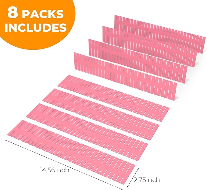 Albad Plastic Drawer Dividers (8) - Organizer for Kitchen, Bathroom, Bedroom