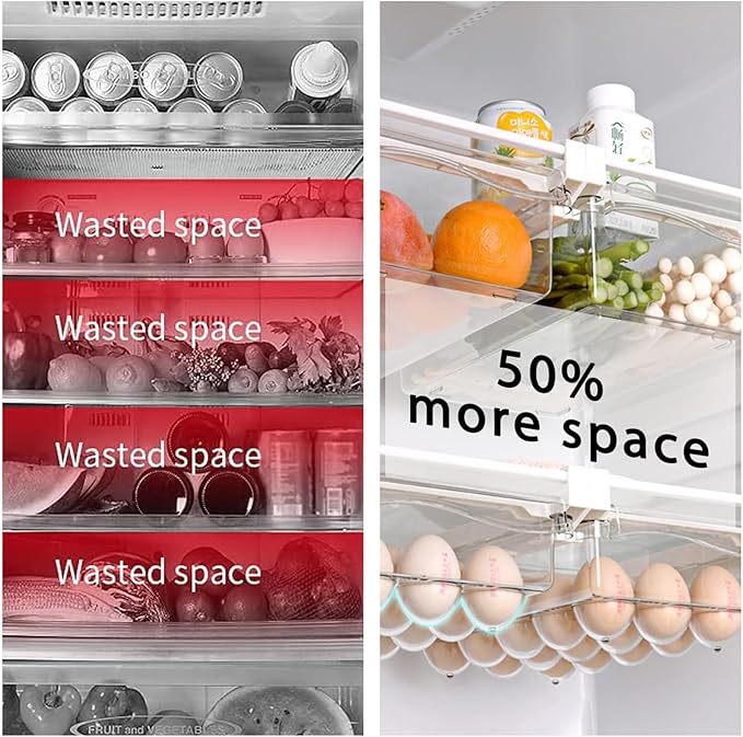 2 Pack Fridge Drawer Organizer Egg Holder For Refrigerator Pull Out