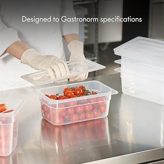 4-Pack 1/4 Size 4" Deep Food Pan with Handled Lid