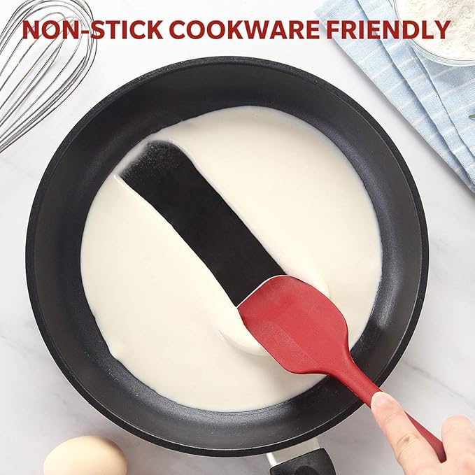 Wanbasion Red 5 Piece Silicone Spatula Set with 600°F Heat Resistant, Kitchen Silicone Spatula Utensil Set, Rubber Spatulas for Nonstick Cookware for Cooking Baking Mixing