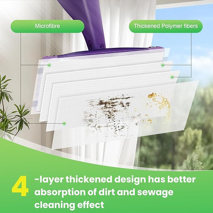 42 Count Disposable for Swiffer Wet Pads Refill Replacement for Swiffer WetJet Spray Mop, Extra Strong Dirt Locking and Water Absorbent, Powerful Stain Removal