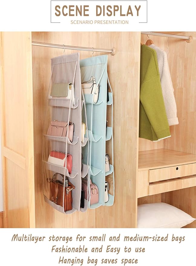 1 Pack Hanging Handbag Purse Organizer, B-Blue