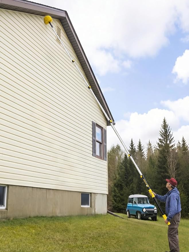 4.8-28ft Heavy-Duty Extension Pole - Maximum 34ft Reach for Large Commercial Buildings - Premium Aluminum Construction