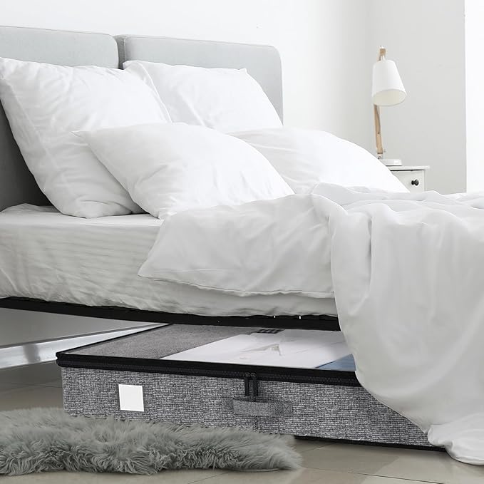 Fixwal 2 Pack Under Bed Storage Containers, Below 4.5 Inches Low Profile Underbed Organizer Clothes Storage with Sturdy Sidewalls and Bottom