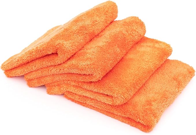The Rag Company - Eagle Edgeless 500 (4-Pack) Professional Korean 70/30 Blend Super Plush Microfiber Detailing Towels, 500GSM, 16in x 16in, Orange
