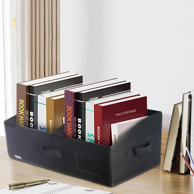 3 Packs Closet Storage Bins - Trapezoid Large Storage Box - Foldable Fabric Baskets for Organizing Clothes - Baby Toiletry, Toys, Towel, DVD, Book (Black, 20 x 11.2 x 8.3 inches)