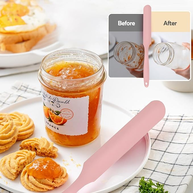 4Pcs Jar Spatula Silicone Long Scraper, Food-grade Cream Spatulas, Heat-Resistant Jam Spreader for Scraping Kitchen Baking Mixing Cake Butter