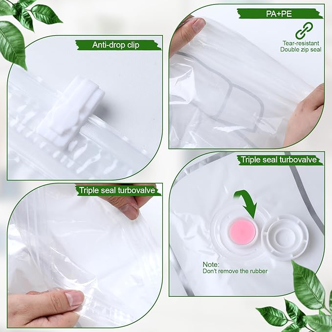6 Pack Clear Hanging Vacuum Storage Bag
