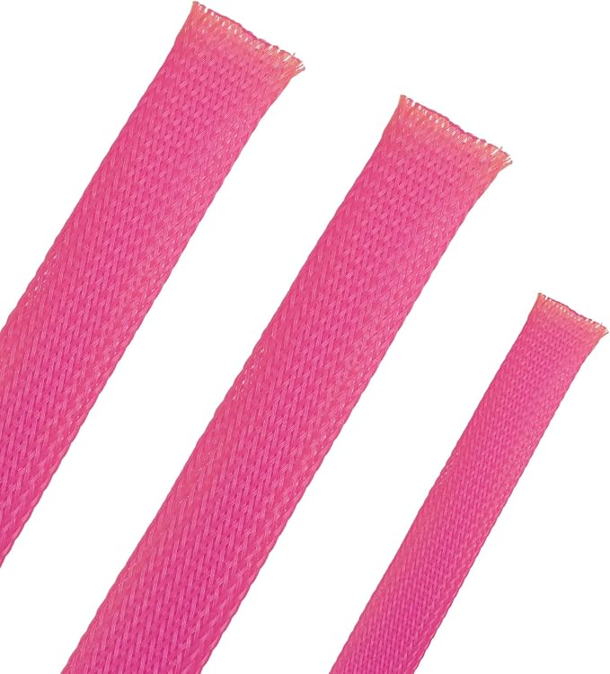 25ft PET Expandable Braided Cable Sleeve 1 inch(25mm) Pet Braided Cable Sleeve for Audio Video Device Wire Automotive Wire (Pink)