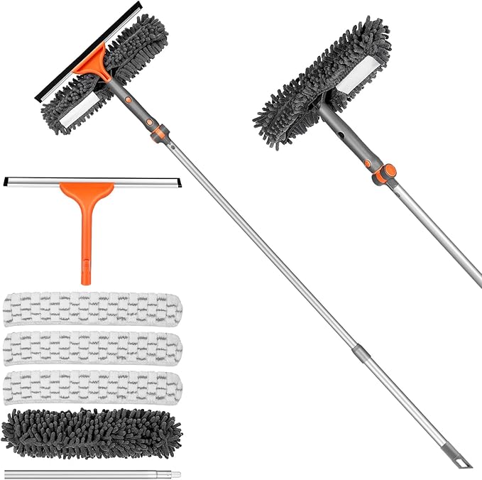 Chabatree Window Squeegee Cleaner Set 2-in-1 Window Cleaning Tool with Extendable Pole