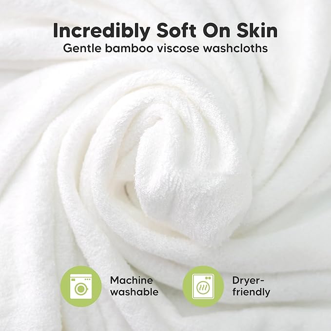 6-Pack Baby Washcloths – Soft Absorbent Viscose from Bamboo Washcloths for Face, Body, Baby Towels for Newborn, Kids, Toddlers, Infant, Gentle on Sensitive Skin, 10x10 Reusable Face Towels (Depths)