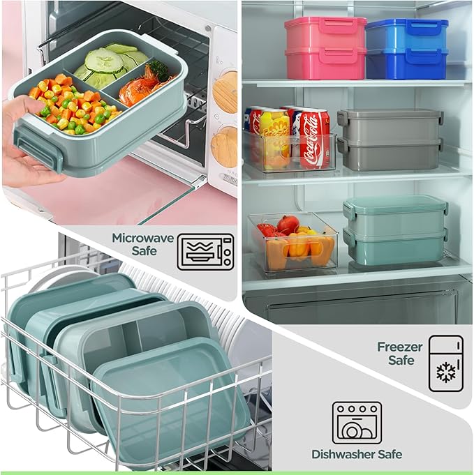 DaCool 2 Pack Adults Lunchbox Bento Box 74 OZ Stackable Lunch Box for Kids Adults Men Women Teens Leakproof Bento Large Lunch Box Container with Fork