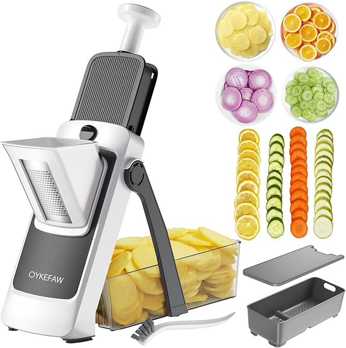 4th Gen Safe Mandoline Slicer For Kitchen, AdjustableThickness 0.1-8 mm Professional Vegetable Slicer For Food, Fruit Slices, Potato Chips, Fast Meal Prep (Only Slice)