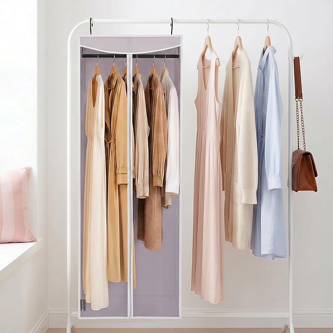 STORAGE MANIAC 57" Long Garment Bags for Hanging Clothes Garment Cover for Closet Storage, Large Hanging Garment Bag for Dresses, Suits, Coats