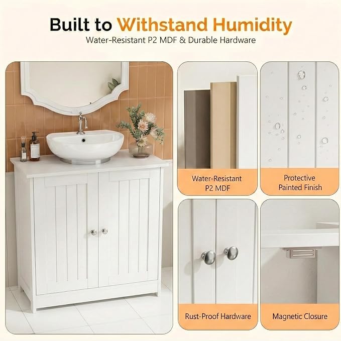 Pedestal Sink Storage Cabinet with 2 Doors Traditional Under Sink Cabinet