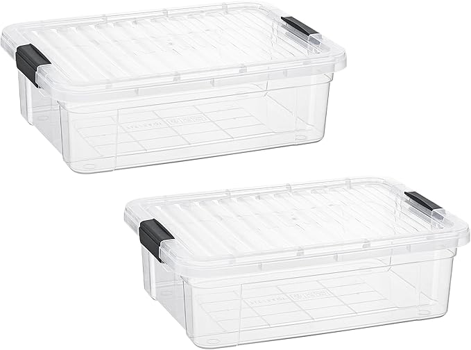 Superio Storage Bins with Lids- 2 Pack, 7.4 Qt Clear Boxes for Organizing, Stackable Plastic Containers- BPA Free, Non-Toxic, Odor Free
