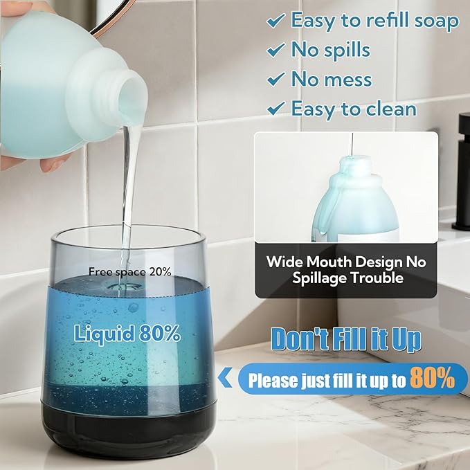 2 Pack Automatic Soap Dispenser Touchless Automatic Liquid Soap Dispenser 3-Level Adjustable Auto Soap Dispensers Touchless 10.5oz/300ml USB Rechargeabled for Bathroom Kitchen Office