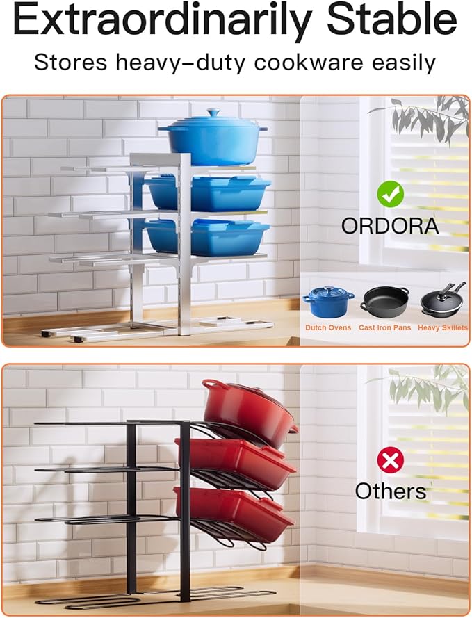 Pots and Pans Organizer Rack for Cabinet, Silver