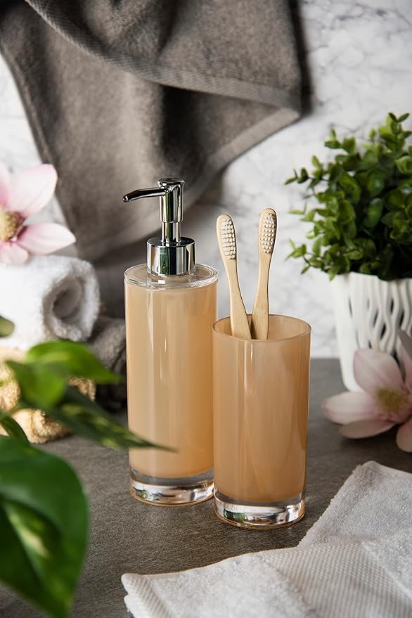 Excelsa Soap Dispenser, Polystyrol, Cream, 6.5 x 6.5 x 22 cm