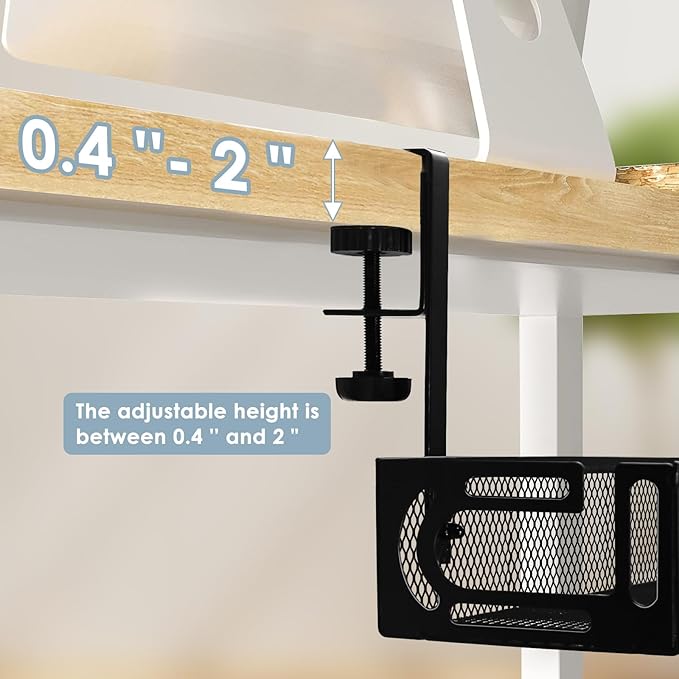 Under Desk Cable Management Tray, Cable Management Under Desk No Drill, Wire Management Tray with Clamp, Cord Organizer for Home Office, Black
