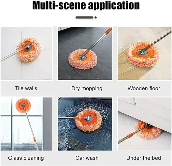 Generic 2024 New Intellect Mop, 360° Rotatable Adjustable Cleaning Mop, Extendable Wall Cleaning Mop,Long Handle Microfiber Spin Mop, Easy Cleaning Round Spin Mop for Wall, Ceiling, Window (64inch)