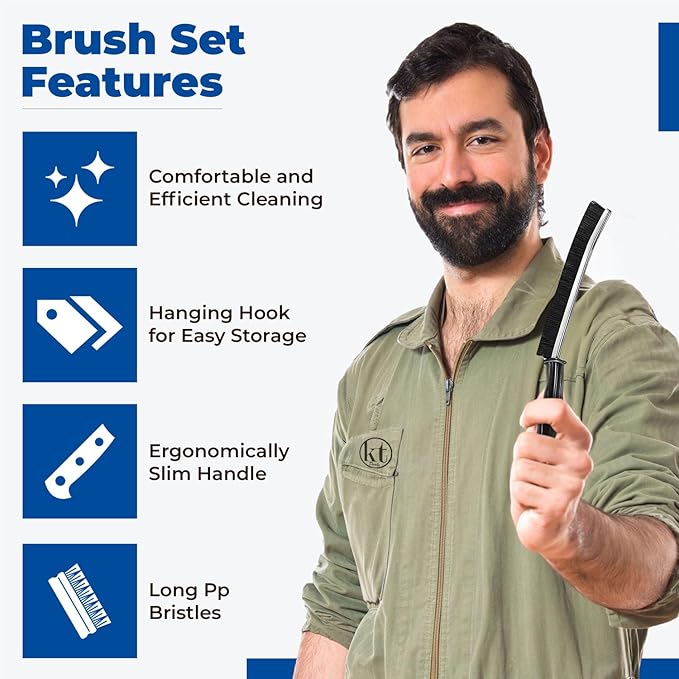 6pcs Hard Bristle Crevice Cleaning Brush Set, Grout Brush, Skinny Scrub Brush Thin Cleaning Brush for Tight Spaces Corner Brushes Gap Cleaner Tool for Bathroom Tiles, Kitchen, Shower, Window Tracks