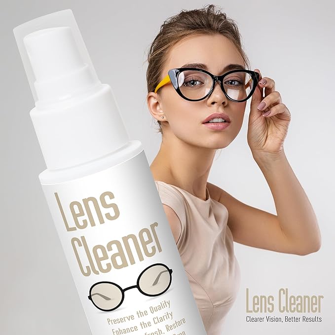 invera Eyeglass Cleaner Spray with Microfiber Cloth Kit, Lens Cleaner for Eyeglasses, Sunglasses, Camera Lenses & Electronic Screens, Gentle, Odor-Free, Compact 1.7 fl oz Lens Cleaner Spray