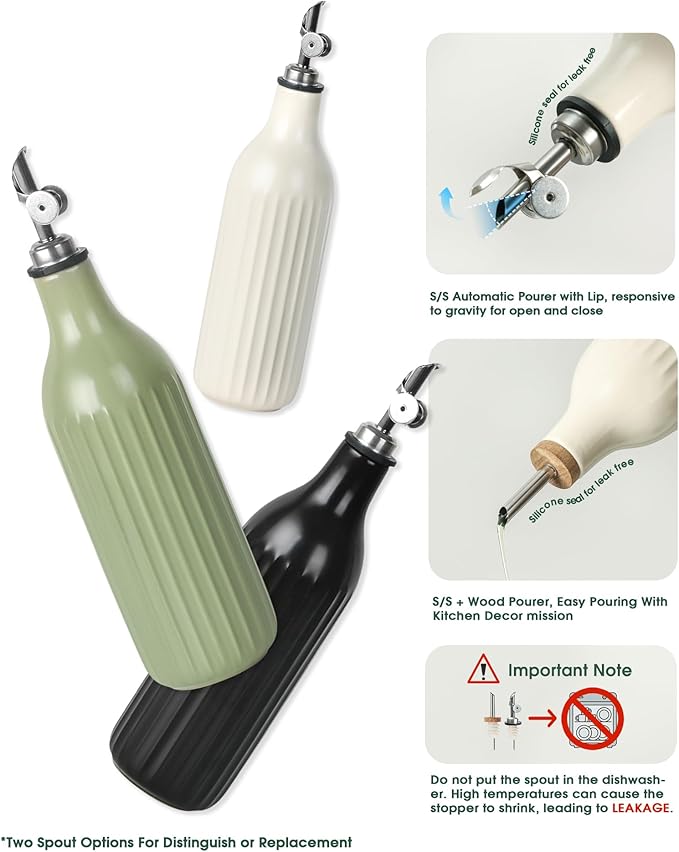FE FUN ELEMENTS Olive Oil Dispenser Bottle, 19 oz Oil Dispenser for Kitchen and Vinegar Dispenser Bottle, Suitable for Vinegar, Coffee Syrups & Other Liquids, Black
