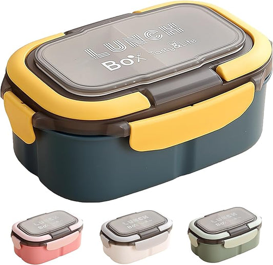1400ML/47OZ Adult Bento Box, Leak-proof 3 Layers with Handle Portable Lunch Container, Lunch Box for Men and Women, BPA-Free, Microwave/Dishwasher/Freezer Safe, Reusable Snack Container (Blue)