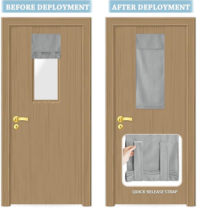 RYB HOME Faux Linen Blended Curtain for Classroom Glass Window, Light Filtering Small Door Window Draperys Privacy for Kitchen Dinning Home,1 Panel, 12W x 40L inches,Light Grey