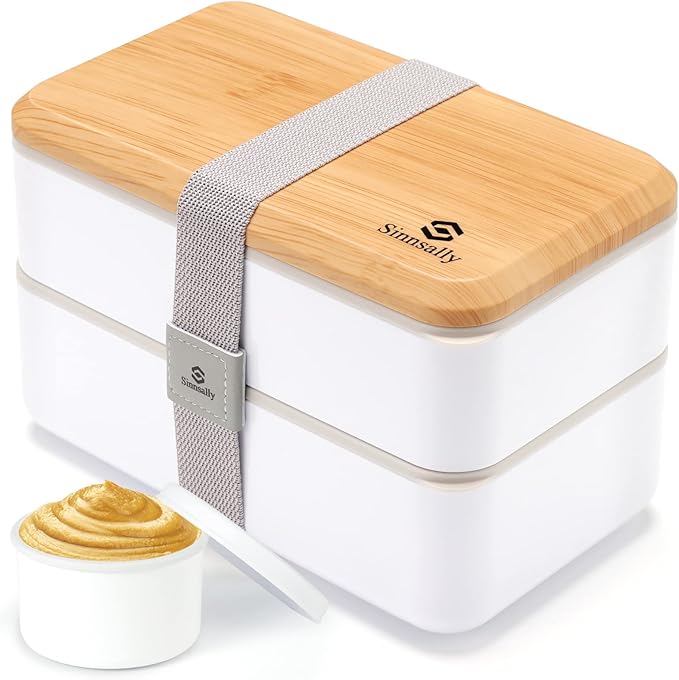 Sinnsally Lunch Box for Adult,1400ml Stackable Japanese Bento Lunch Box for Women,Lunch Containers with Food Compartments