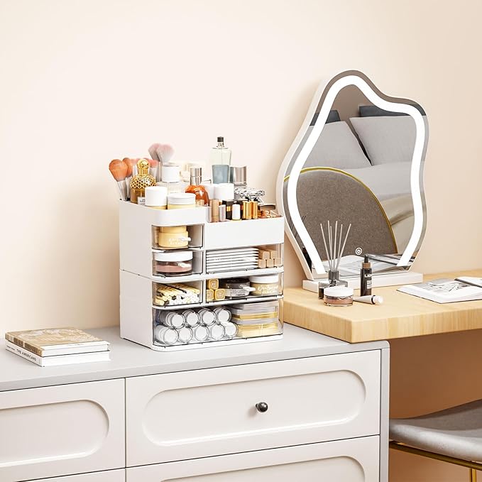 Makeup Organizer for Vanity, White