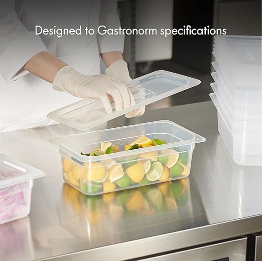 6-Pack 1/3 Size 4" Deep Food Pan with Sealing Lid