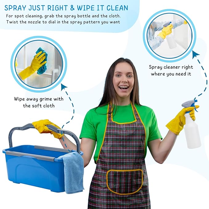 Window Cleaning Kit - 6 Ft Handle, 3 Gallon Bucket, Glasses Cleaner