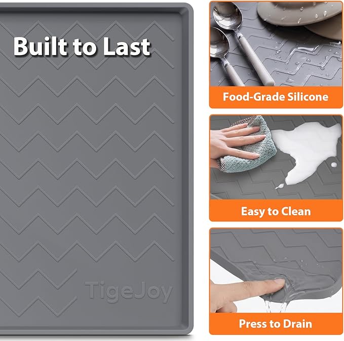 TigeJoy Waterproof Under Sink Mat 22" x 19", Shelf Liner Protector in Kitchen and Bathroom, Silicone Cabinet Liners for Organizers and Storage, Fit as Drawer Mats or Drip Tray