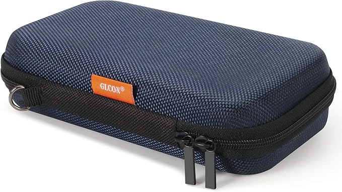 Hard EVA Protective Case - GLCON Portable Storage Case for Charging Cable, Power Bank, Hard Drive, Cell Phone, External Battery - Small Travel Case Mesh Inner Pocket + Zipper Enclosure (Grey Blue)