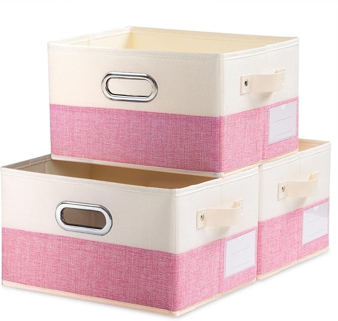 PRANDOM Fodable Storage Bins (3-pack) - 11.5x8.5x6.7" for Closet/Shelves