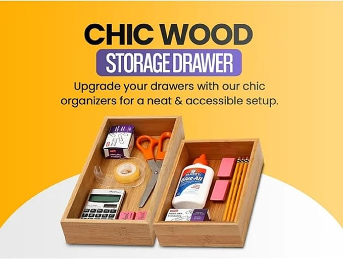 YBM HOME Bamboo Drawer Organizer Storage Box for Kitchen Drawer, Junk Drawer, Office, Bedroom, Children Room, Craft, Sewing, and Bathroom, 6 Pack 3x3x2 inch