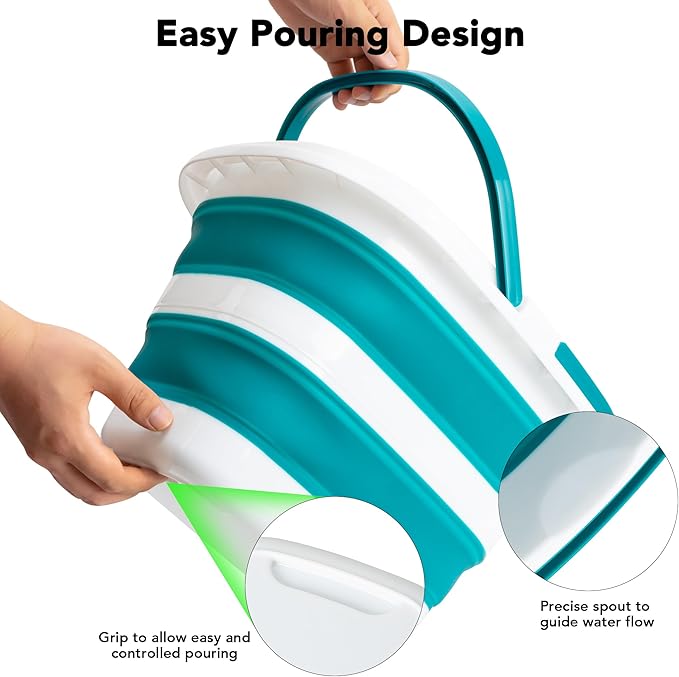 Large Collapsible Mop Bucket, 16L(4.2 Gallon) Plastic Bucket for House Cleaning, Car Washing, Silicone Cleaning Supplier Organizer, Portable Basket with Handle for Laundry Storage, RV Camping, Fishing