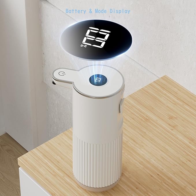 Automatic Liquid Soap Dispenser, Touchless Hands-Free, Crisp White - USB-C Rechargeable with LED Display (Battery Included), 7000 Uses, 6 Dispensing Settings, for Kitchen Bathroom, Mountable