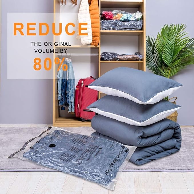 GONGSHI Vacuum Seal Bags for Clothing Travel & Home Storage, Travel Vacuum Bags with Electric Pump,Space Saver for Blankets, Comforters, Pillows, Clothes,15 Combo