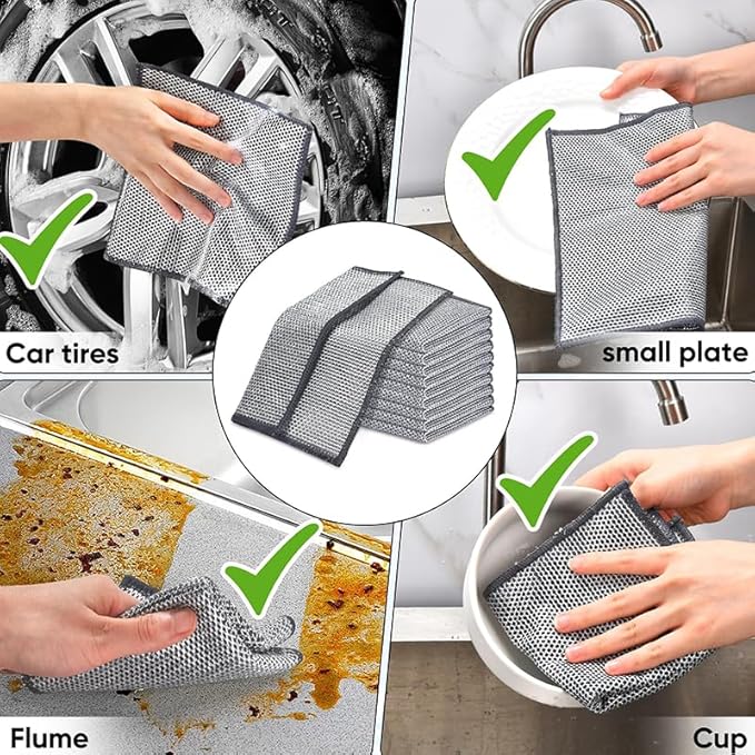 Reusable Non Scratch Wire Dishcloth, 20PCs Steel Wire Cloths, Double-Layer Stainless Rag, Kitchen Cleaning Cloths, Suitable for Sinks, Boilers, Ovens, and Tableware.