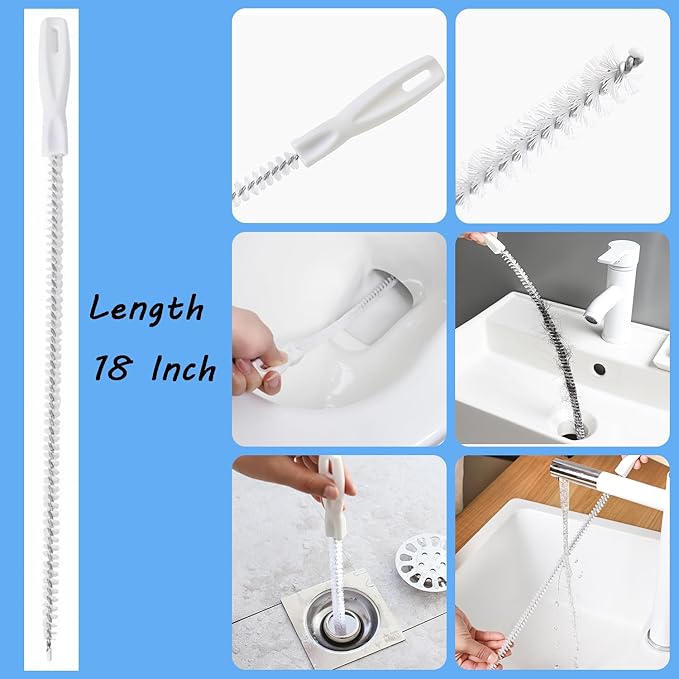 Drain Snake Hair Clog Remover, 61 Inch Flexible Plumbing Toilet Snake, Plastic Drain Hair Remover Tool for Shower, Bathtub, Kitchen, Wash Basin and Utility Sink Drain Cleaner