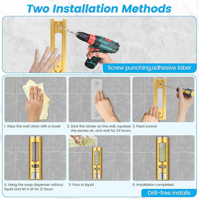 Foam Hand Liquid Soap Dispenser, 400ml Bathroom Shower Dispenser Gel Container Shower Pump Dispenser and Organizer for Bathroom Kitchen Hotel, Refillable Liquid Lotion Soap Dispenser Wall Mounted