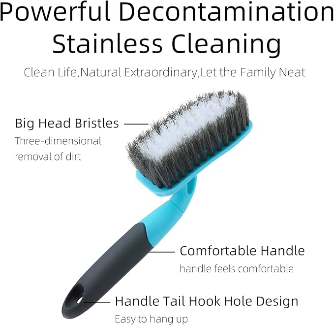 2-Pack Scrub Brush for Cleaning with Long Handle, Medium Firm Brush Bathroom Cleaning Supplies and Bathtub Cleaner and Shower Cleaning, Multi-Scene Use for Kitchen or Carpet