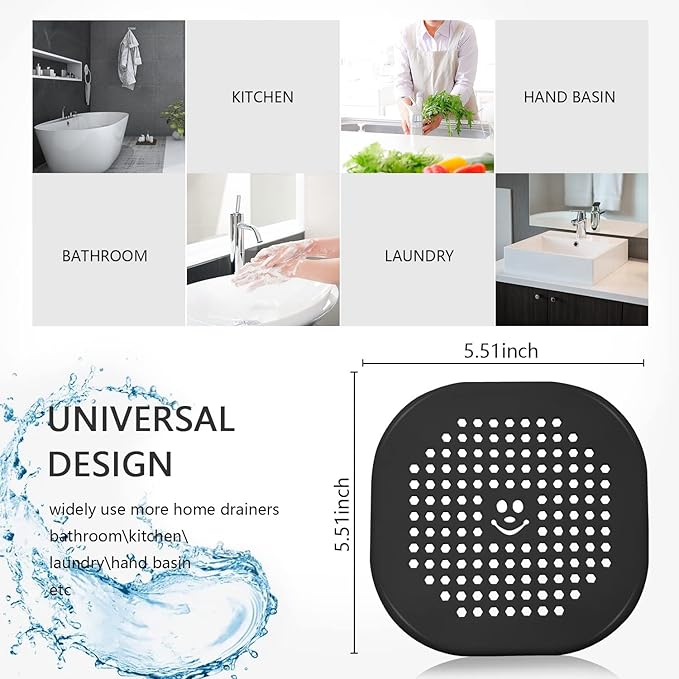 2 Pack Drain Hair Catcher Silicone Shower Drain Protector Sink Drain Strainer Hair Stopper for Shower Kitchen Bathroom Tub Brown 5.5 x 5.5 x