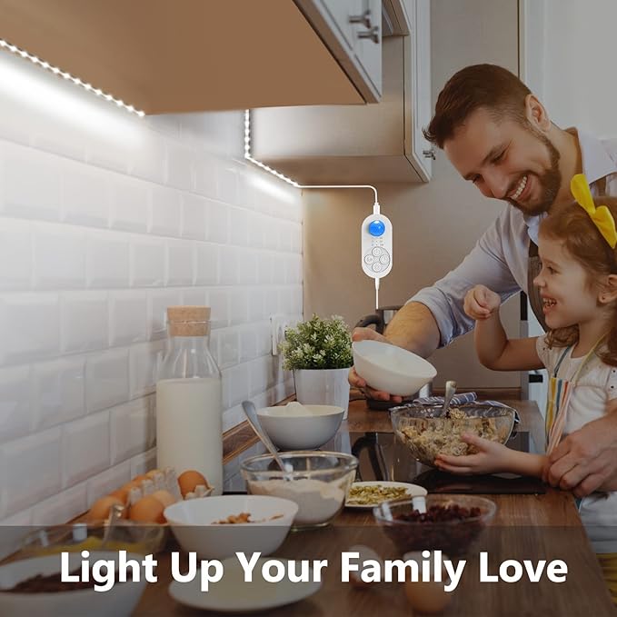 Motion Sensor Under Cabinet Light, Plug-in Under Cabinet Lighting with Dimmer, Delay Timer for Kitchen Cabinet, Pantry, Laundry, Bedroom, Stairway