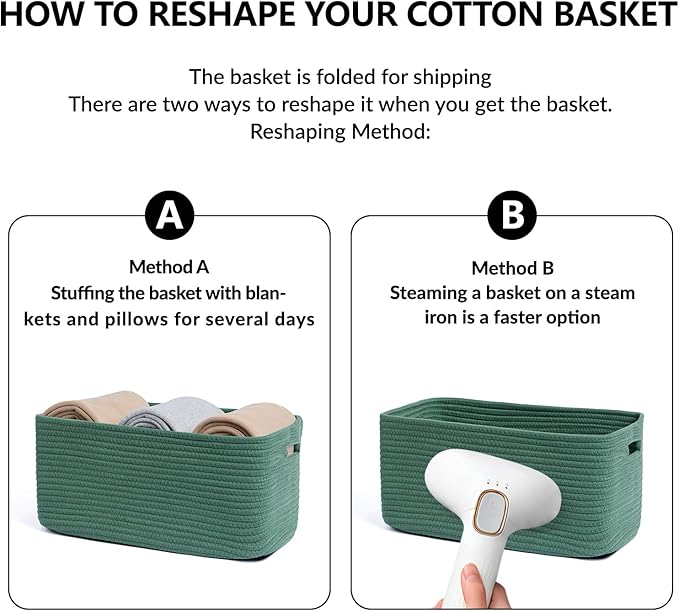 Large Storage Baskets for Organizing, 4 Packs Green