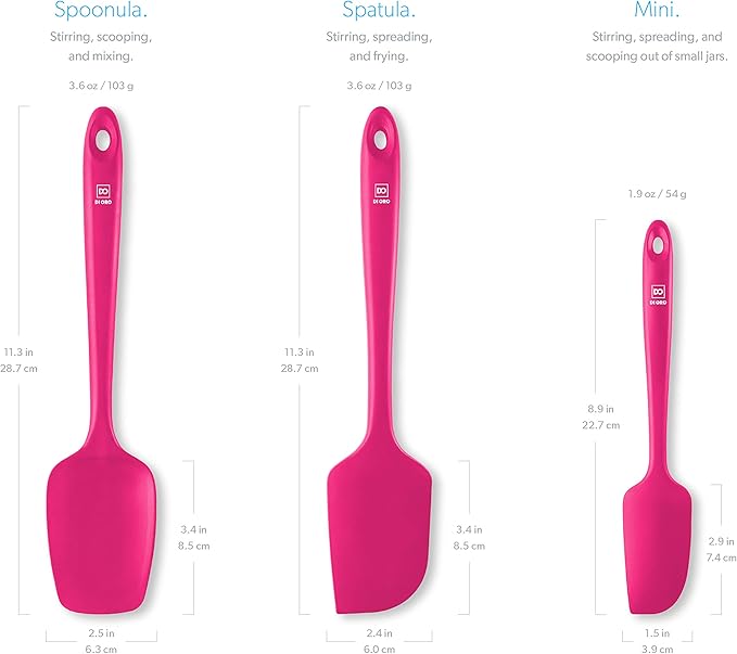 DI ORO Silicone Spoon Spatula - 600°F Heat-Resistant Large Silicone Spoonula Scraper - BPA Free Nonstick Cookware Safe Rubber Kitchen Utensil for Baking, Cooking, & Mixing - Dishwasher Safe (Magenta)