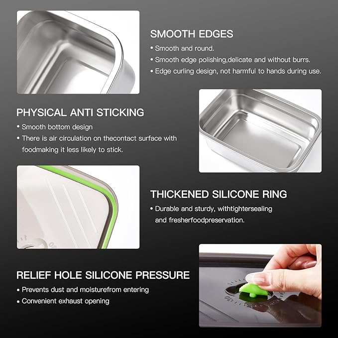 GIUOIDUO 10-Piece Stainless Steel Food Storage Container Set with Airtight Lids - Durable